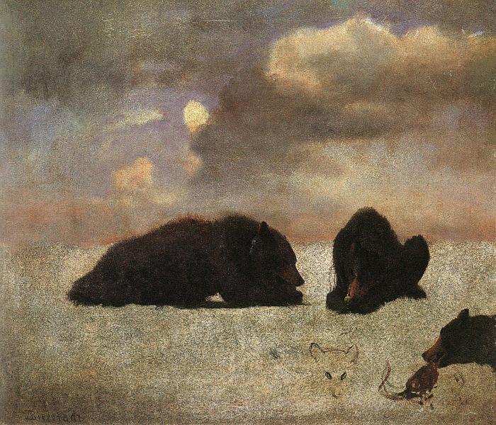 Albert Bierstadt Grizzly bears France oil painting art